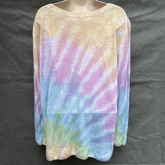 Talbots Tie Dye Linen Sweater Pullover Light Weight Multicolored Crew Neck - Picture 2 of 7